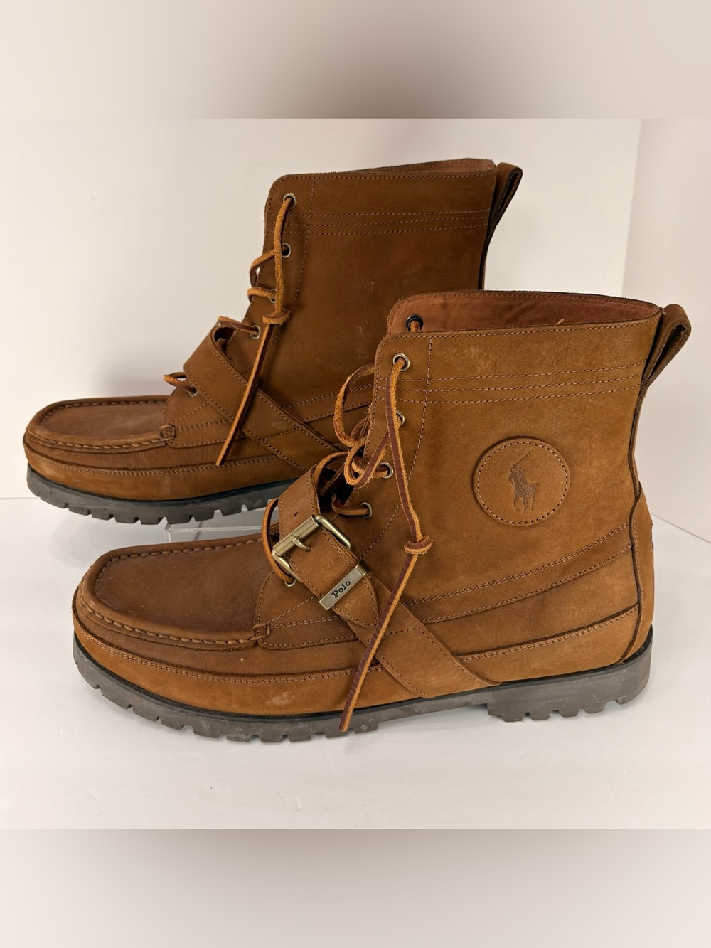 Polo Ralph Lauren Ranger Boots Men’s 13 Brown Leather 17953 G21 Buckle